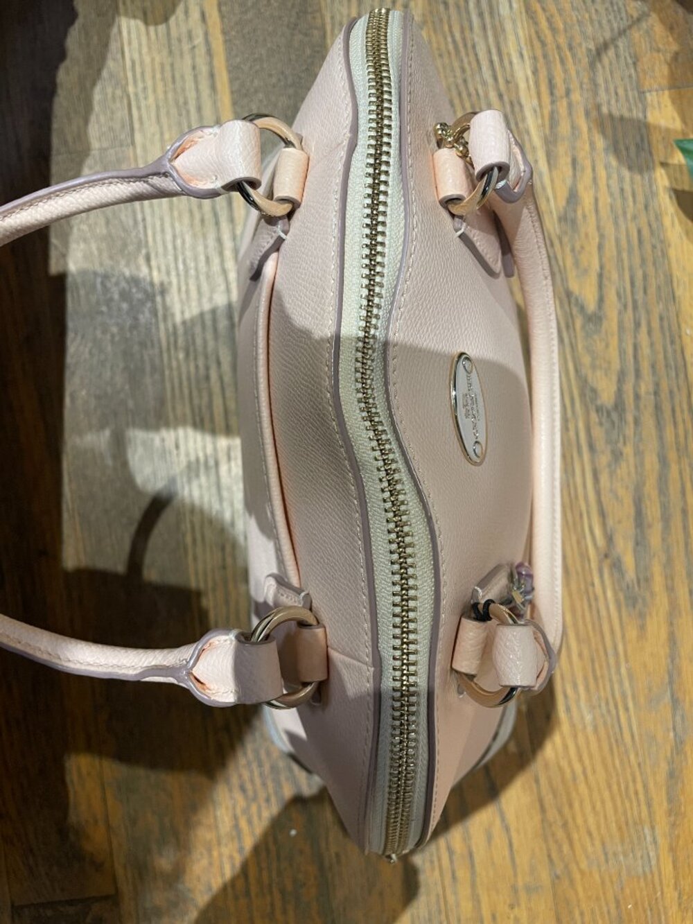 Coach Cora Domed Satchel Leather Peach and Cream Handbag - Picture 8 of 14
